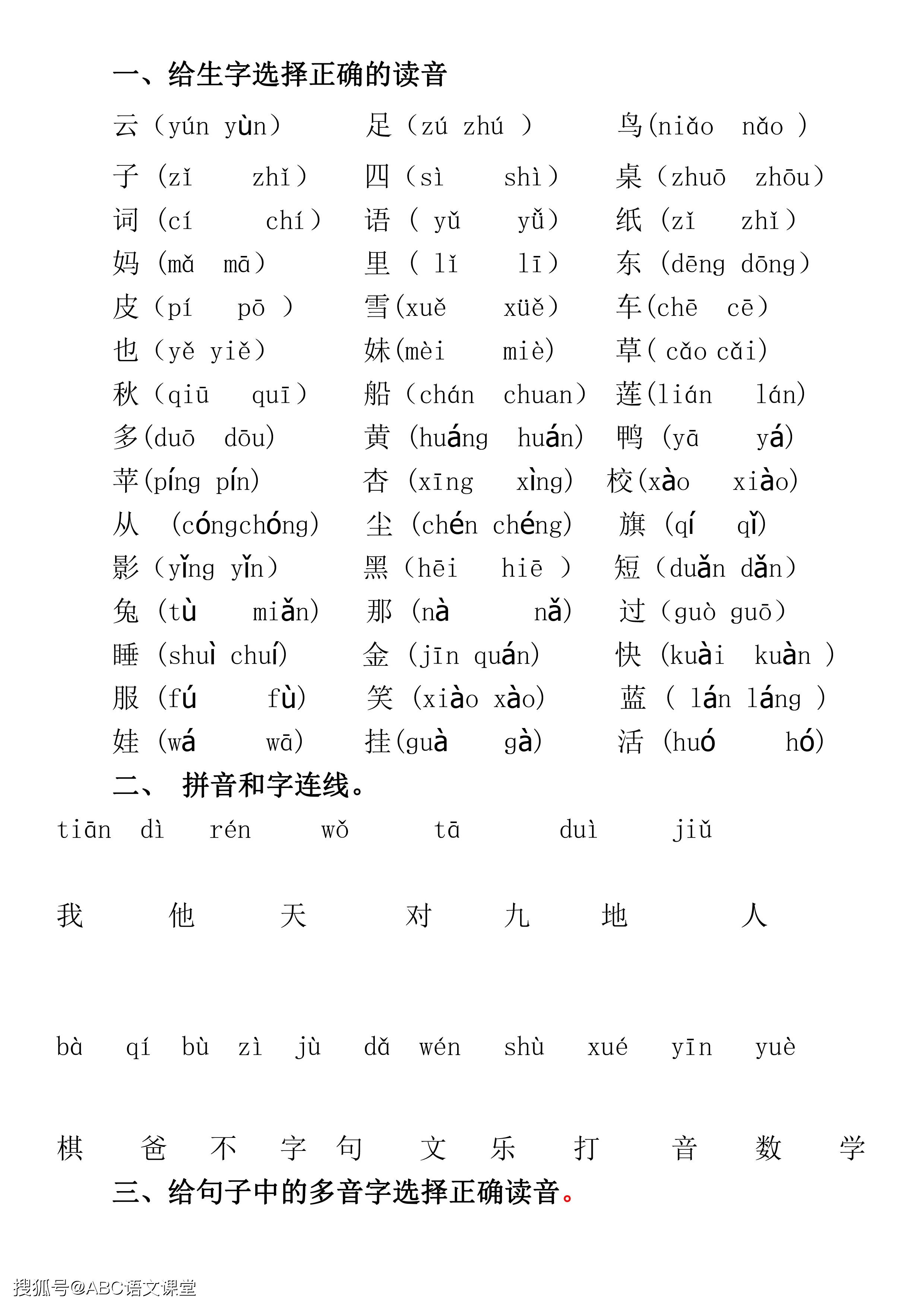 部編版小學一年級語文音節拼讀 生字練習全總彙,重點掌握家長快收藏!