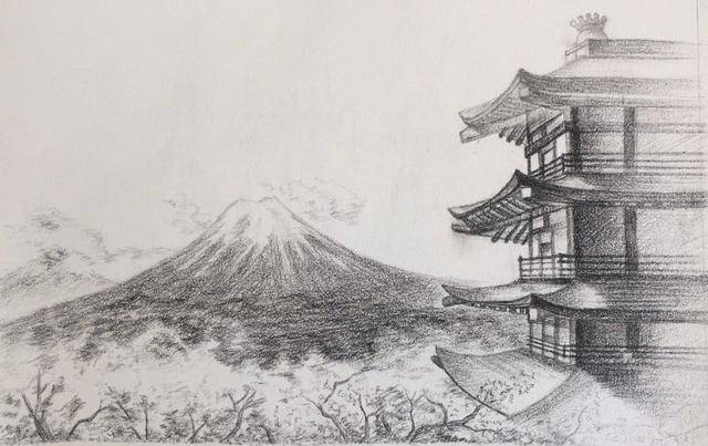 富士山速写图片