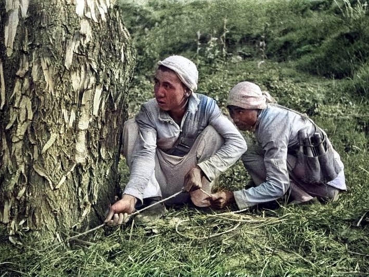 抗战民兵彩色老照片抗日神剧中的竹筒迫击炮有原型图8地雷战