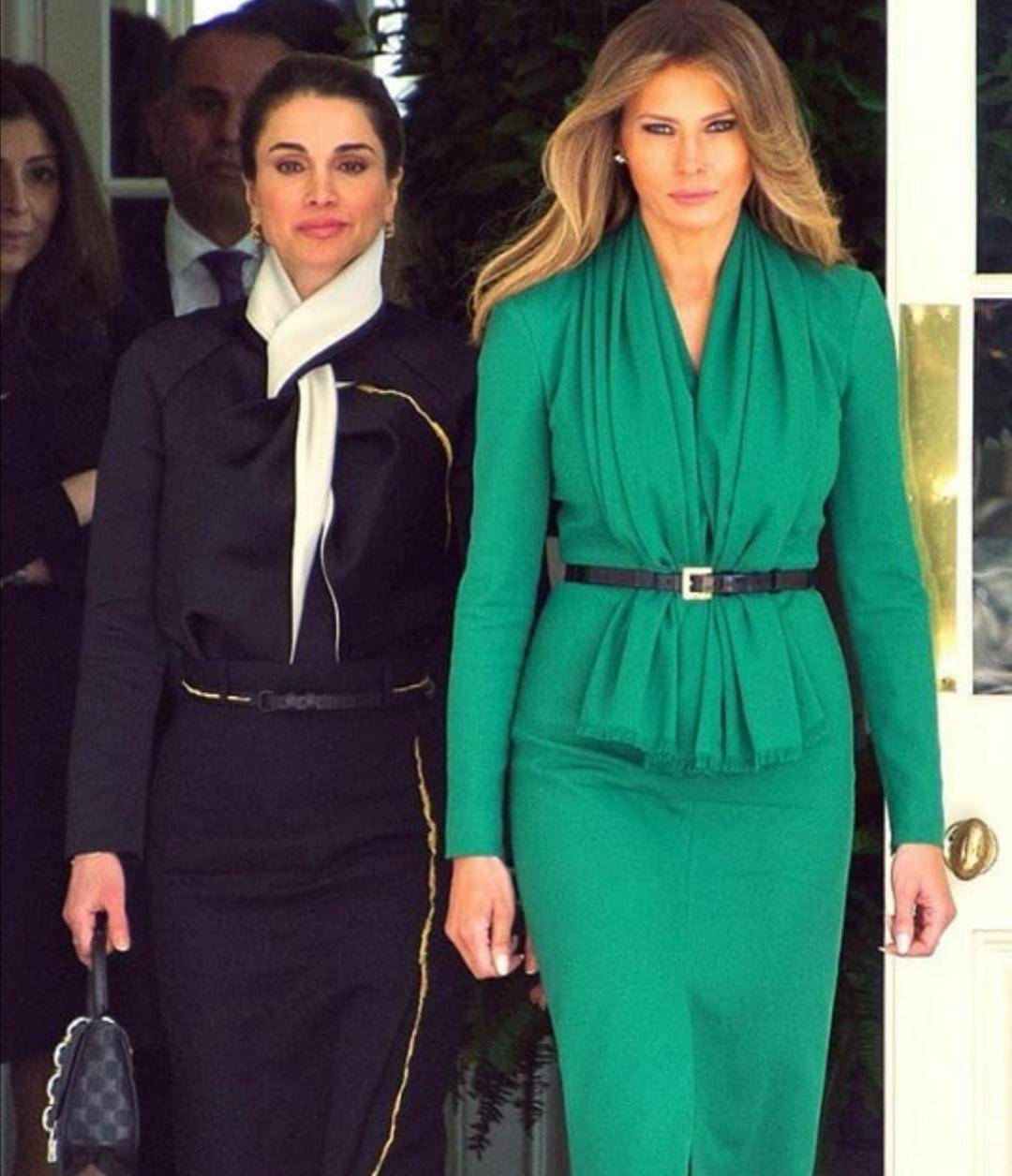 原创梅拉尼娅复古绿裙好高级!超模范十足,气场强大不愧美国第一夫人