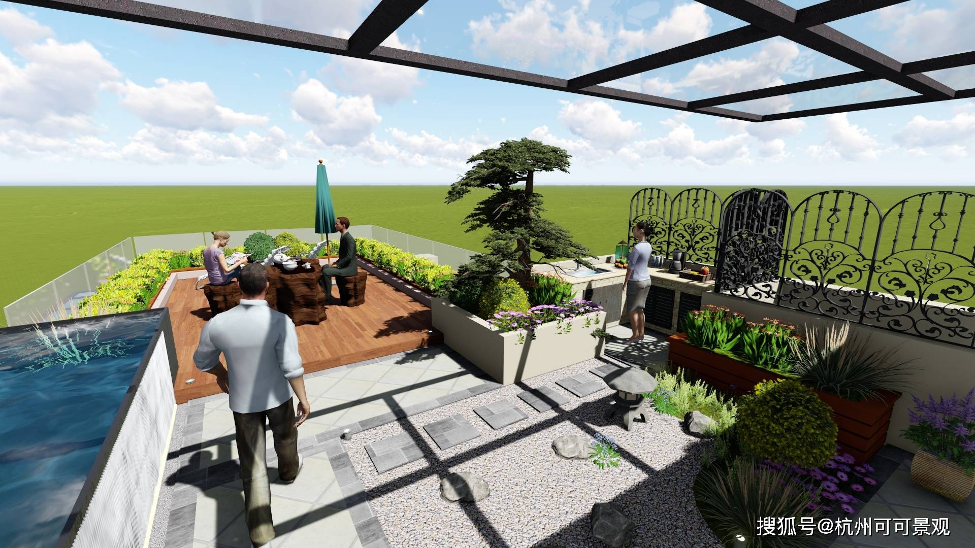 杭州可可景观现代风格庭院效果图案例