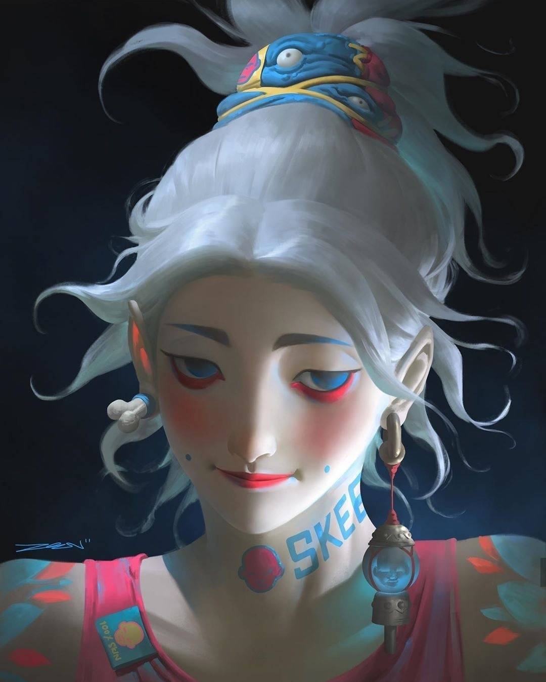 插画师zeenchin经常很大胆的使用高饱和的颜色,尤其是