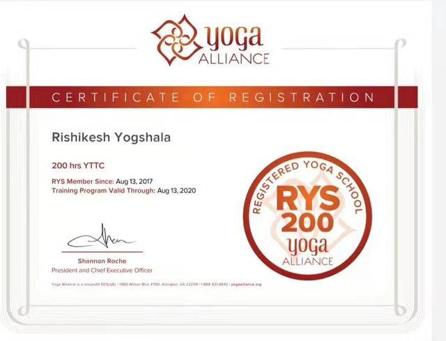 全美瑜伽联盟资格证书图片