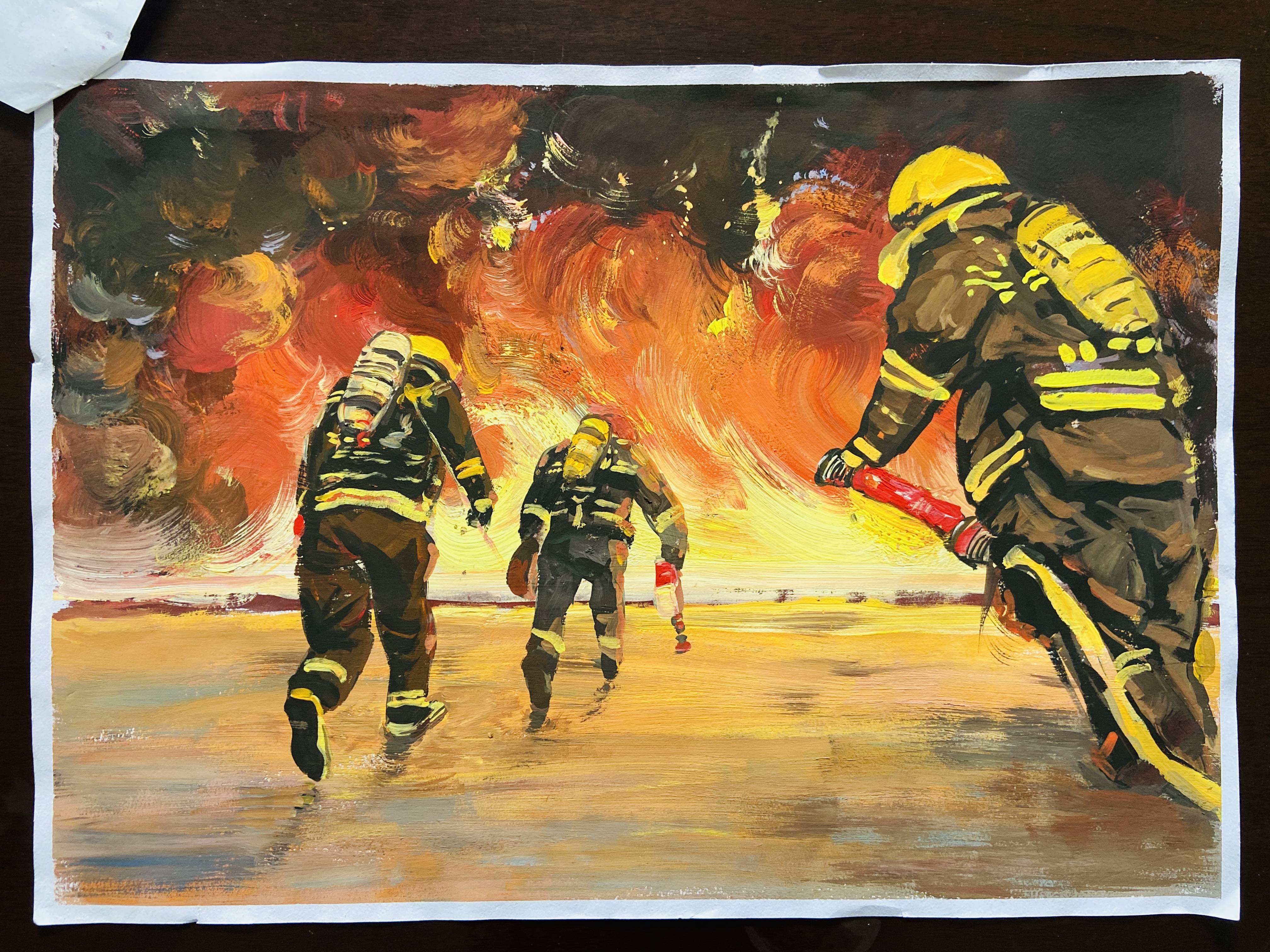 消防绘画参赛作品图片