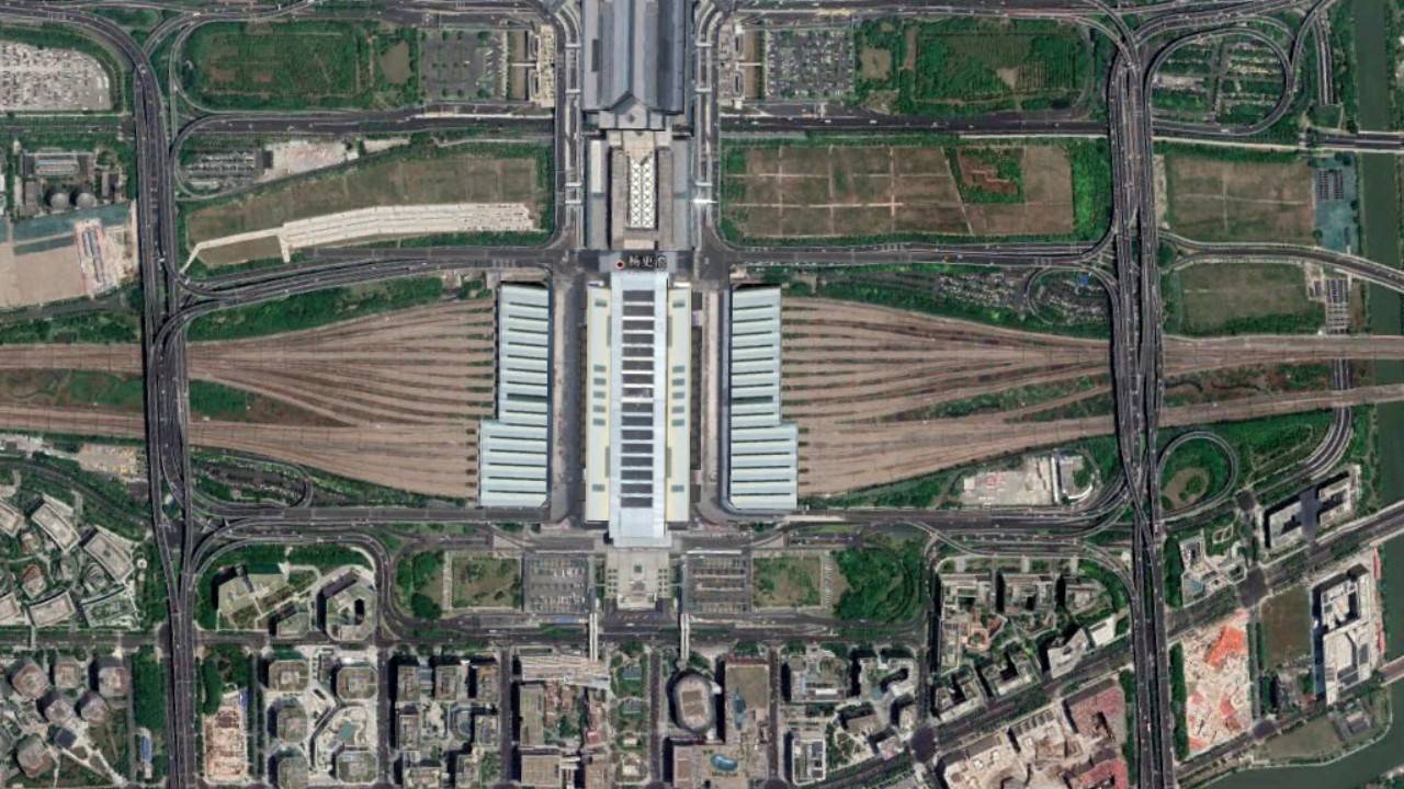 上海虹桥火车站俯视图图片