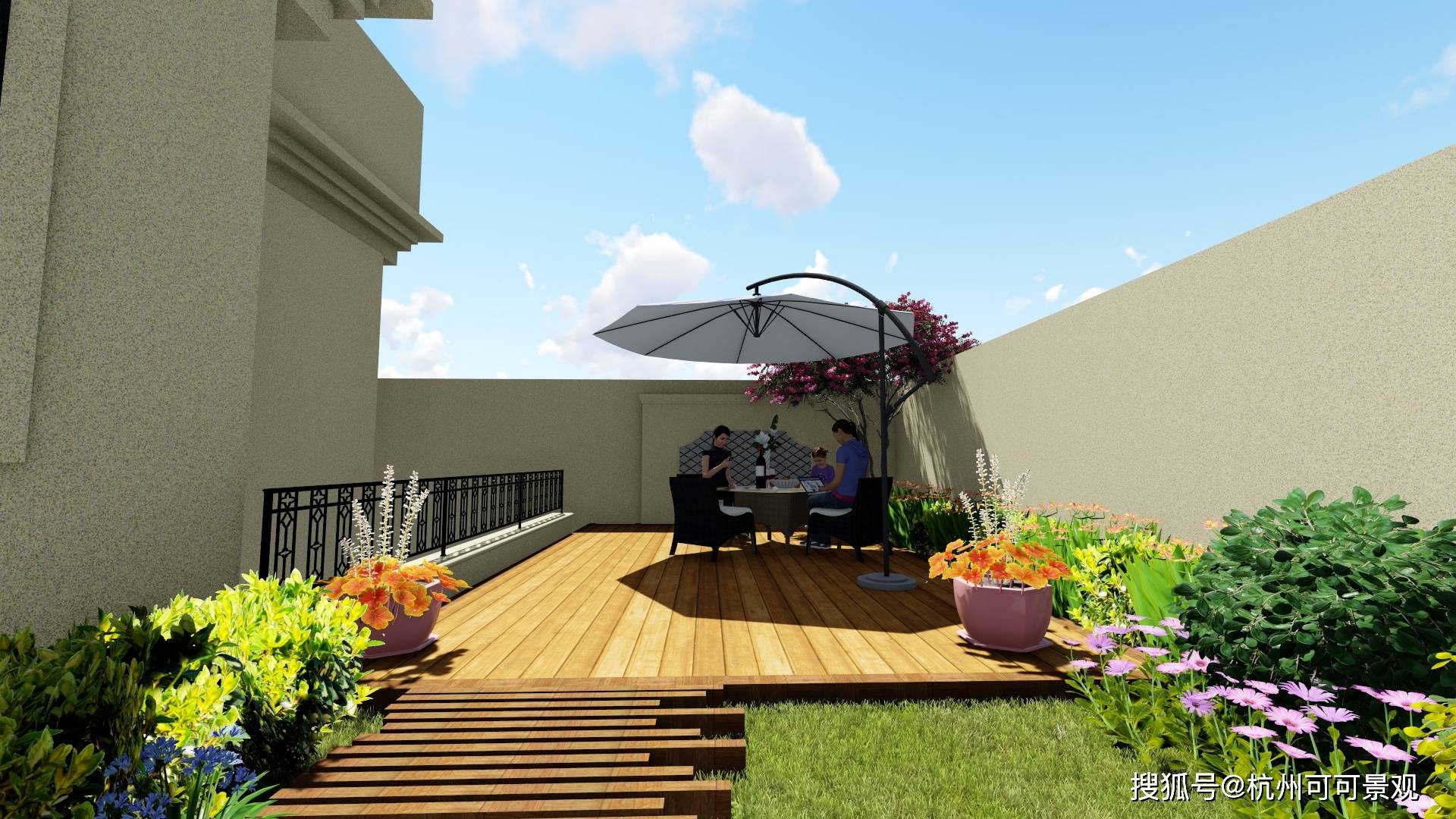 花园设计:巧用木平台铺装设计,打造会呼吸的花园,让花园更精致!