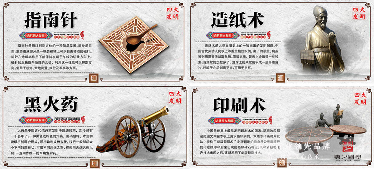 四大发明雕塑中国文明的象征