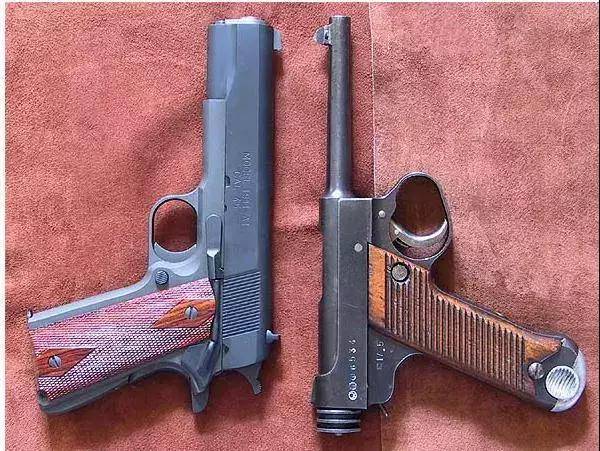 美製勃朗寧m1911(左)與日製王八盒子(右)王八盒子的確不如