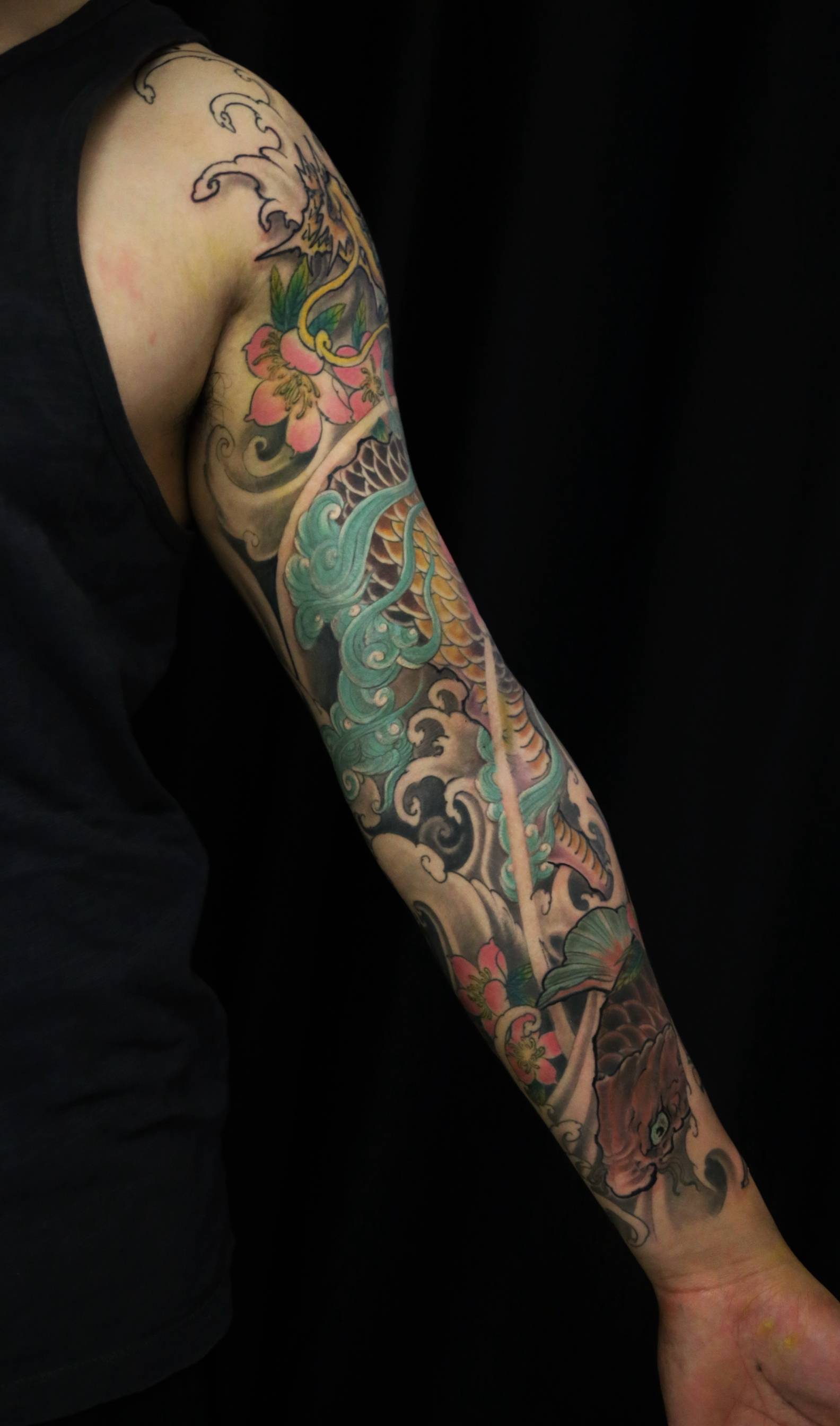 上海纹身由龙刺青作品花臂麒麟纹身