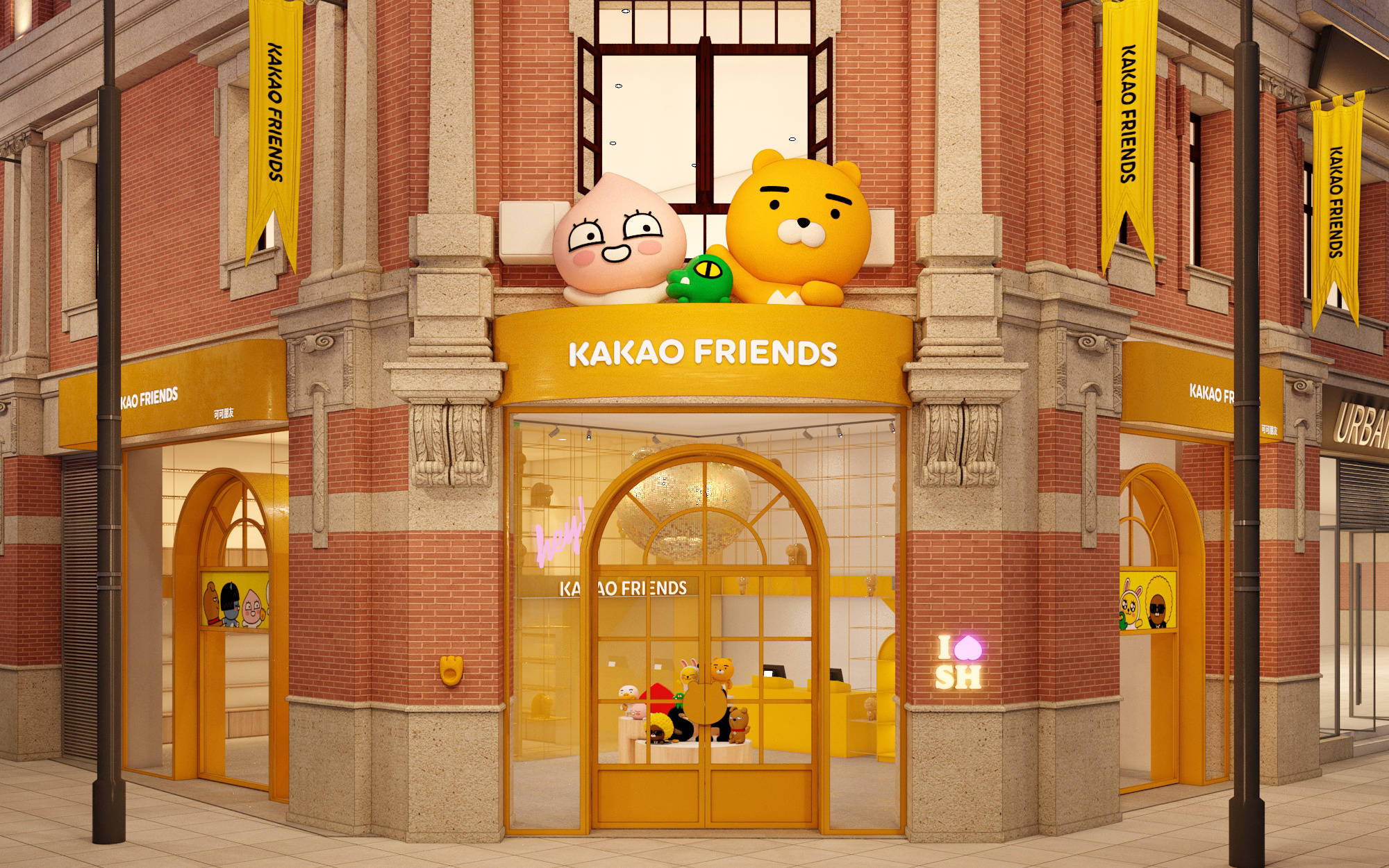 kakaofriends可可朋友中国内地首家线下旗舰店即将落沪闹忙轧起来