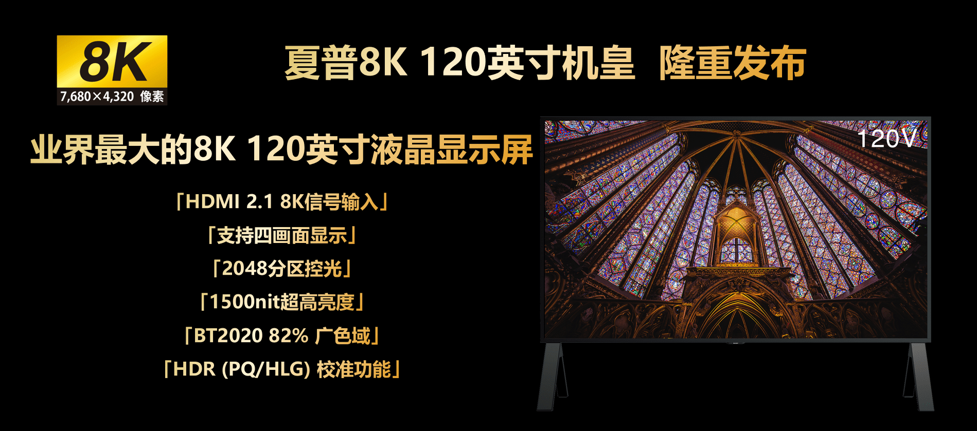 其中显示器方面,夏普全球120英寸8k显示器拥有全球最大屏幕尺寸和近2