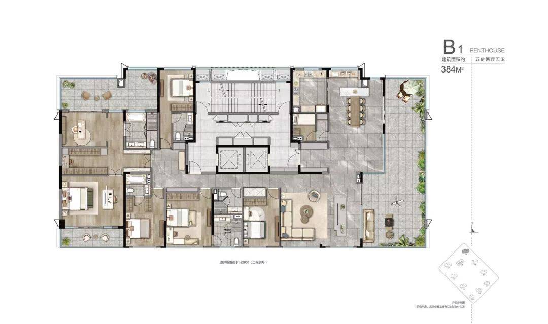 项目户型图:此前,网上公布了项目的一组户型图,全部为大平层设计,建筑