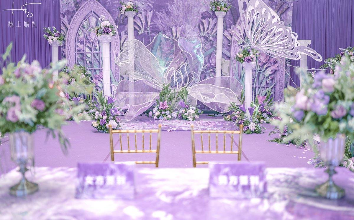 谁说紫色系婚礼就是又土又俗,看看仙气满满的紫色欧式婚礼是如何策划