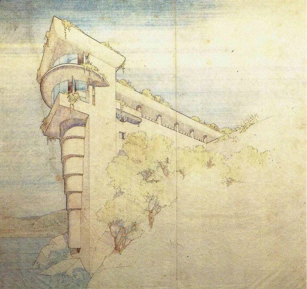 莫里斯住宅手绘作品,赖特