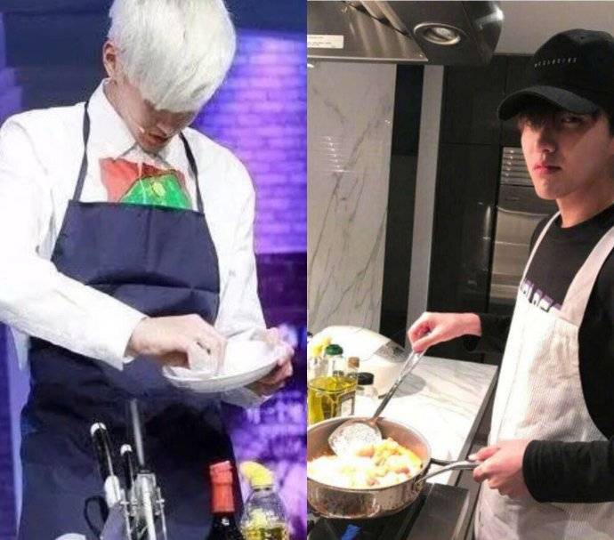 吴亦凡毕业于中国人民解放军艺术学院的杨洋,做饭的时候背也挺得超直