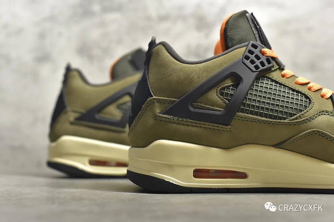 美潮undefeated 联名 air jordan 4 retro travis scott aj4麂皮军绿