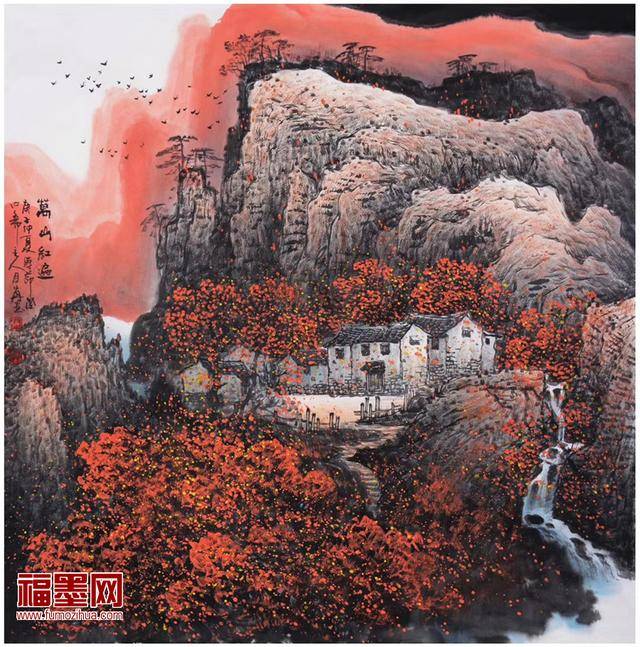 原创中国山水画欣赏定格在宣纸上的秋天美景