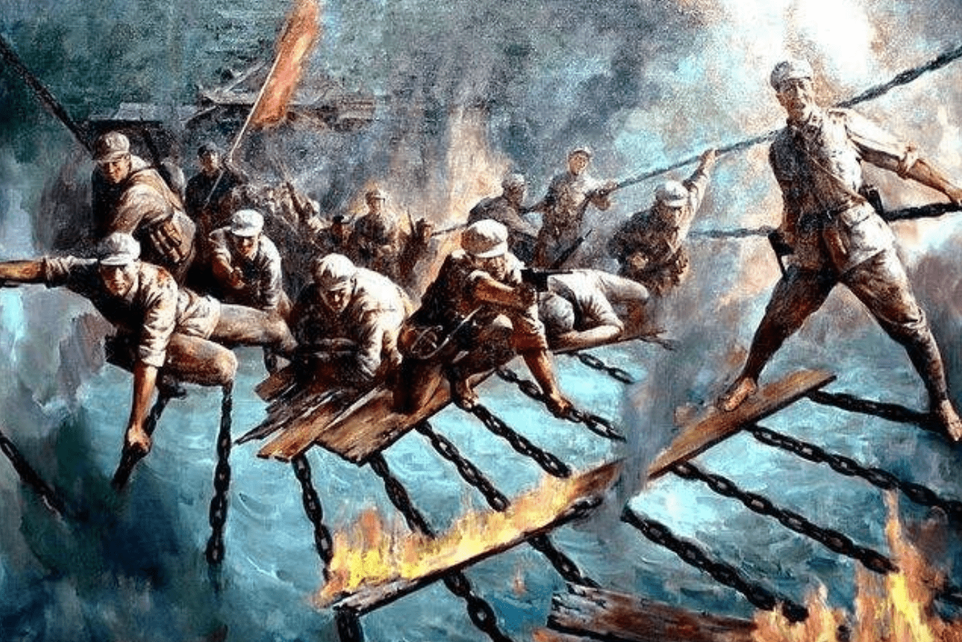 飞夺泸定桥时,敌军为何只把木板拆掉而把铁索留下,是故意的吗?