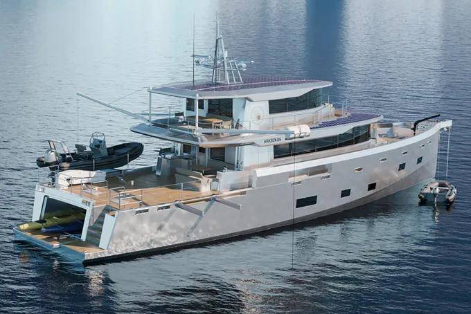 真正顺应时代趋势的探险艇这艘arksen85由回收的铝和塑料瓶制成