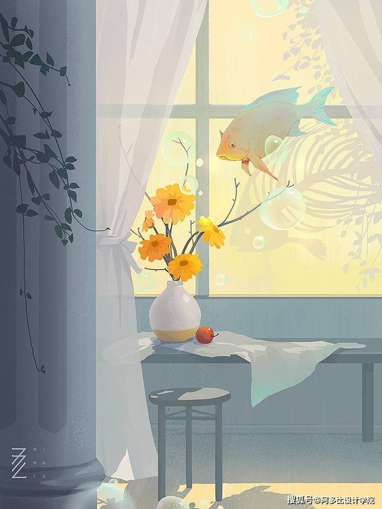 分享一组充满意境感的插画!