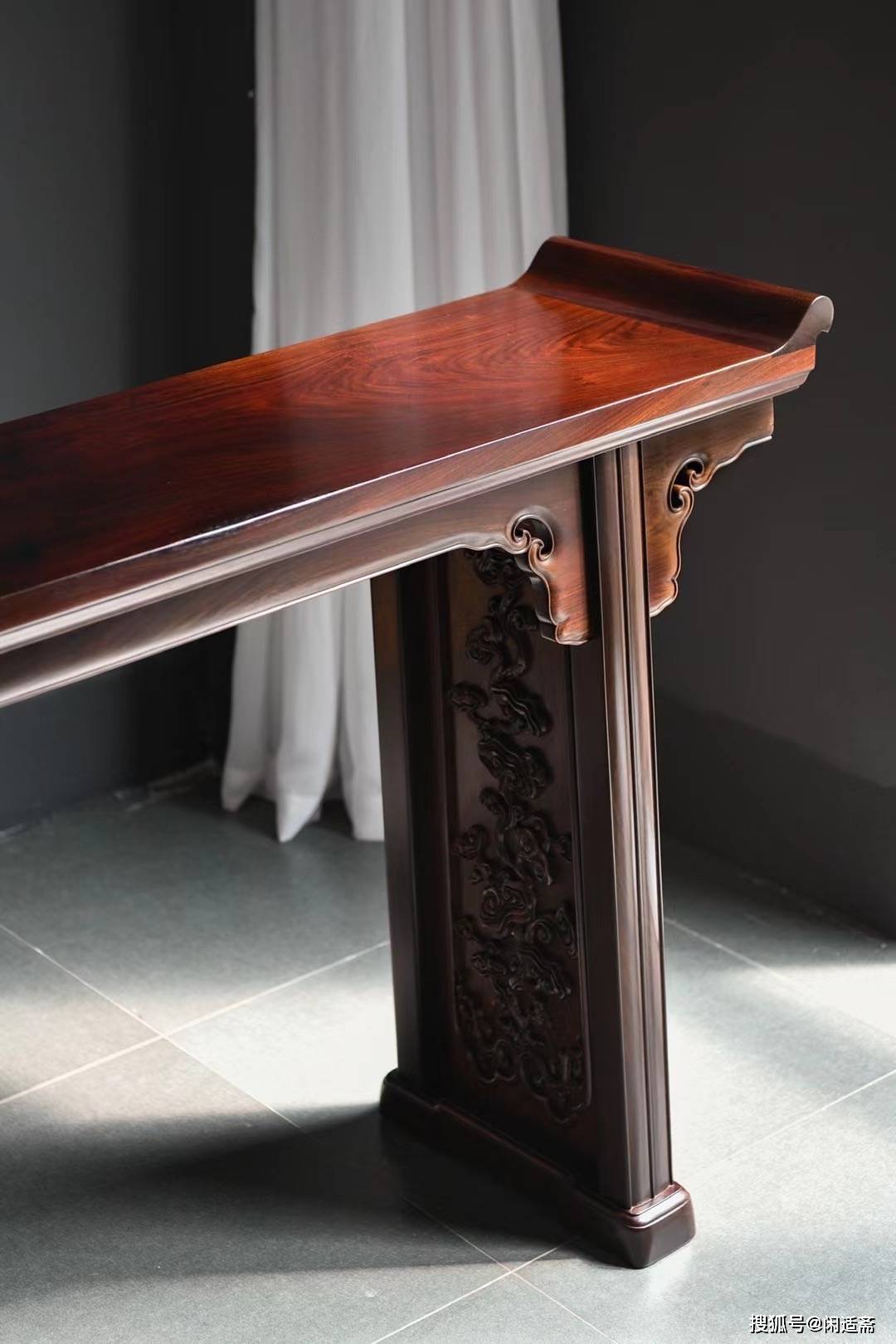 一块玉,大红酸枝明式经典翘头案,厅堂雅室珍藏