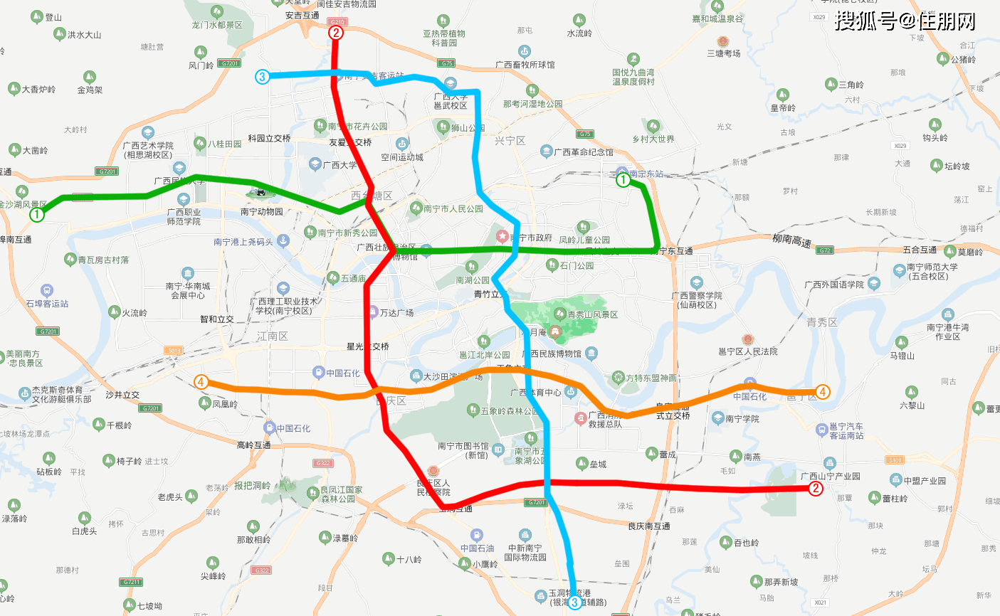 南寧地鐵線路示意圖(部分)1,東西向