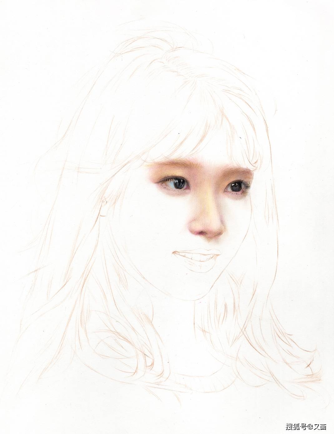 iu李知恩彩铅写实人像绘画步骤分享