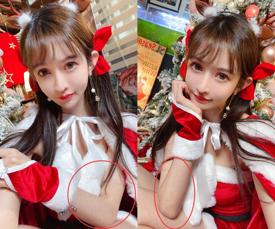 原创王羽杉cos圣诞老人,却因手臂上汗毛林立,被粉丝吐槽太邋遢