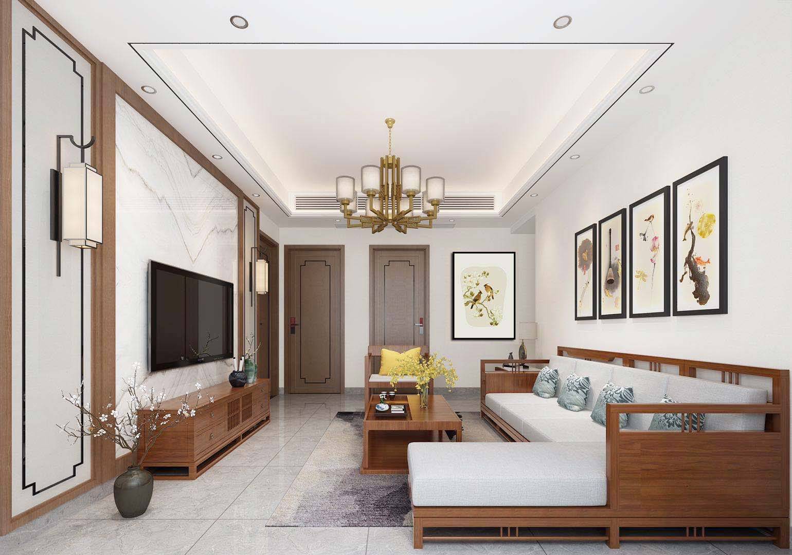 100平新中式装修花15万,客厅贵气,卧室融入中国元素,有意境!