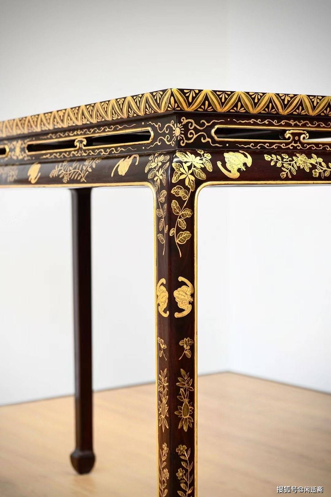 皇室华丽,印度小叶紫檀,描金平头条案