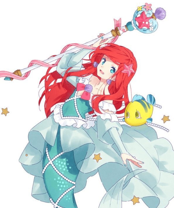 迪士尼公主变身日漫画风,无缝切换魔法少女,灰姑娘好萌啊