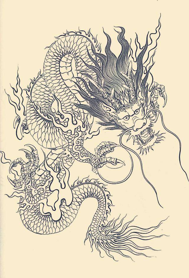 白描画稿:中华龙三十图谱