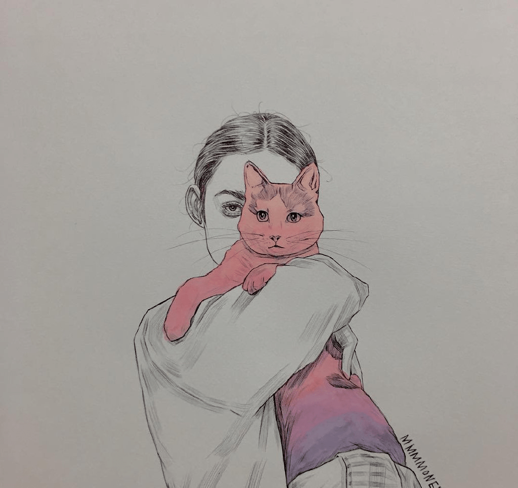 温婉简约的线性素描头像人物插画线条简洁却恰到好处67676767