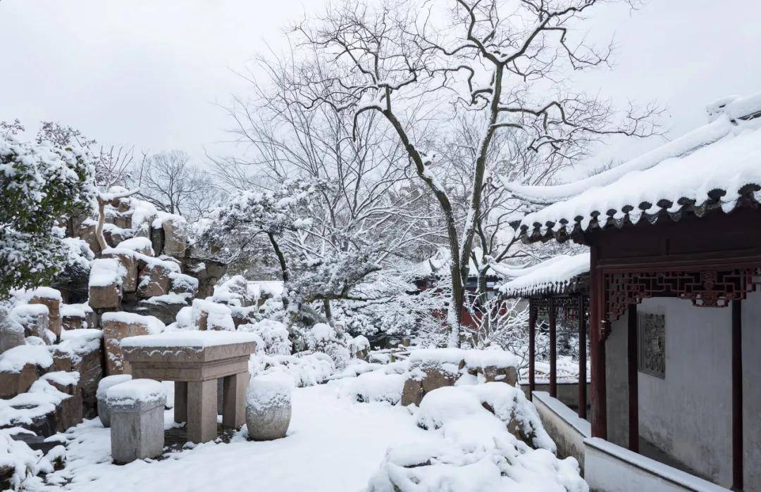 下雪的蘇州,水墨畫一般別具風味的江南園林