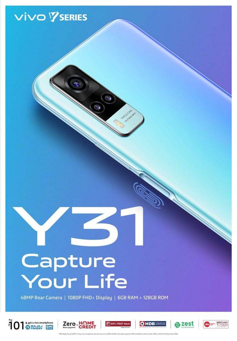 vivo y31印度预热海报曝光发布在即:骁龙662 48mp三摄 5000mah_手机