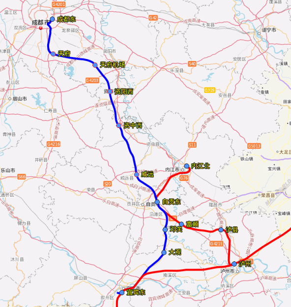 自贡高铁线路图片