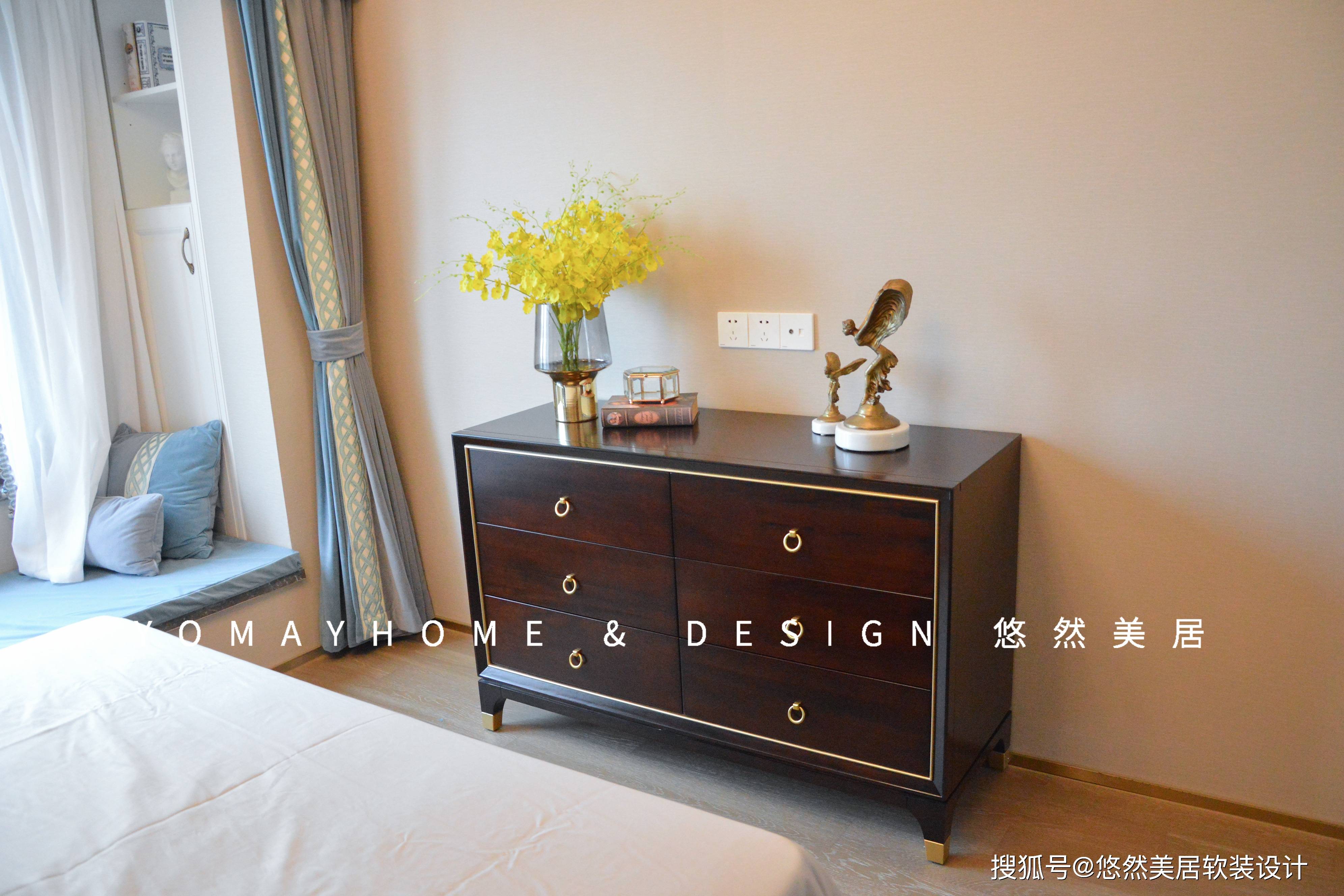 原创悠然美居杭州禹州滨之江美式轻奢整体软装设计落地实景案例