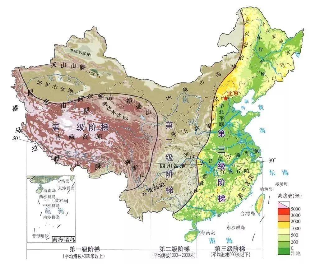中国三级阶梯分布模型图片