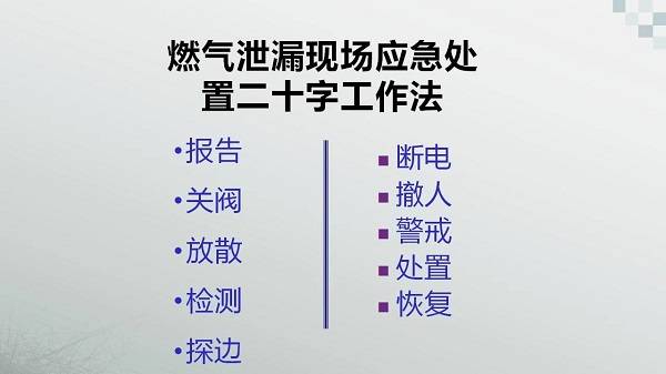 燃气泄漏现场应急处置二十字工作法