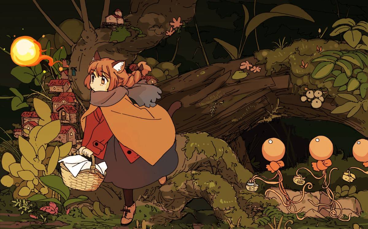 恬静温柔的猫系萝莉插画治愈心灵的画风