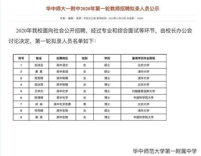 清北毕业生入职县级中学——当地积极回应