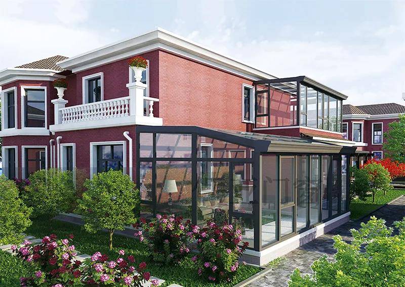 伟亚门窗阳光房,采用隔热断桥铝型材及中空钢化玻璃,节能环保,隔音