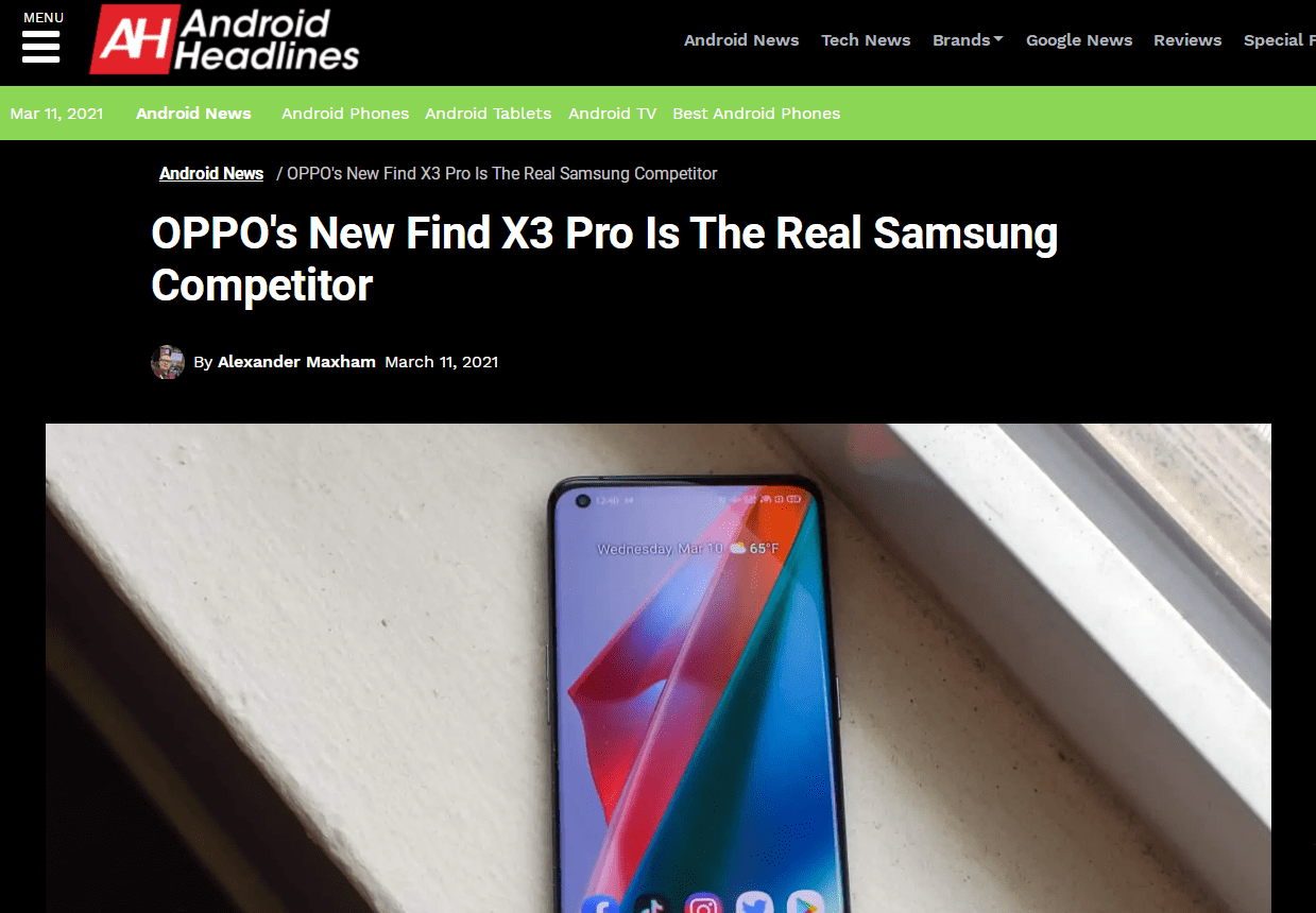 find x3 pro极高评价,他称:find x3 pro是三星真正的竞争对手(三星s21