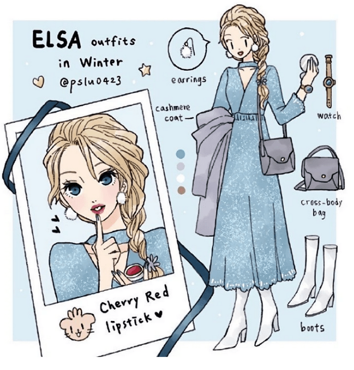 迪士尼公主的现代穿搭,艾莎小动作让人心动,爱洛像约会的女友