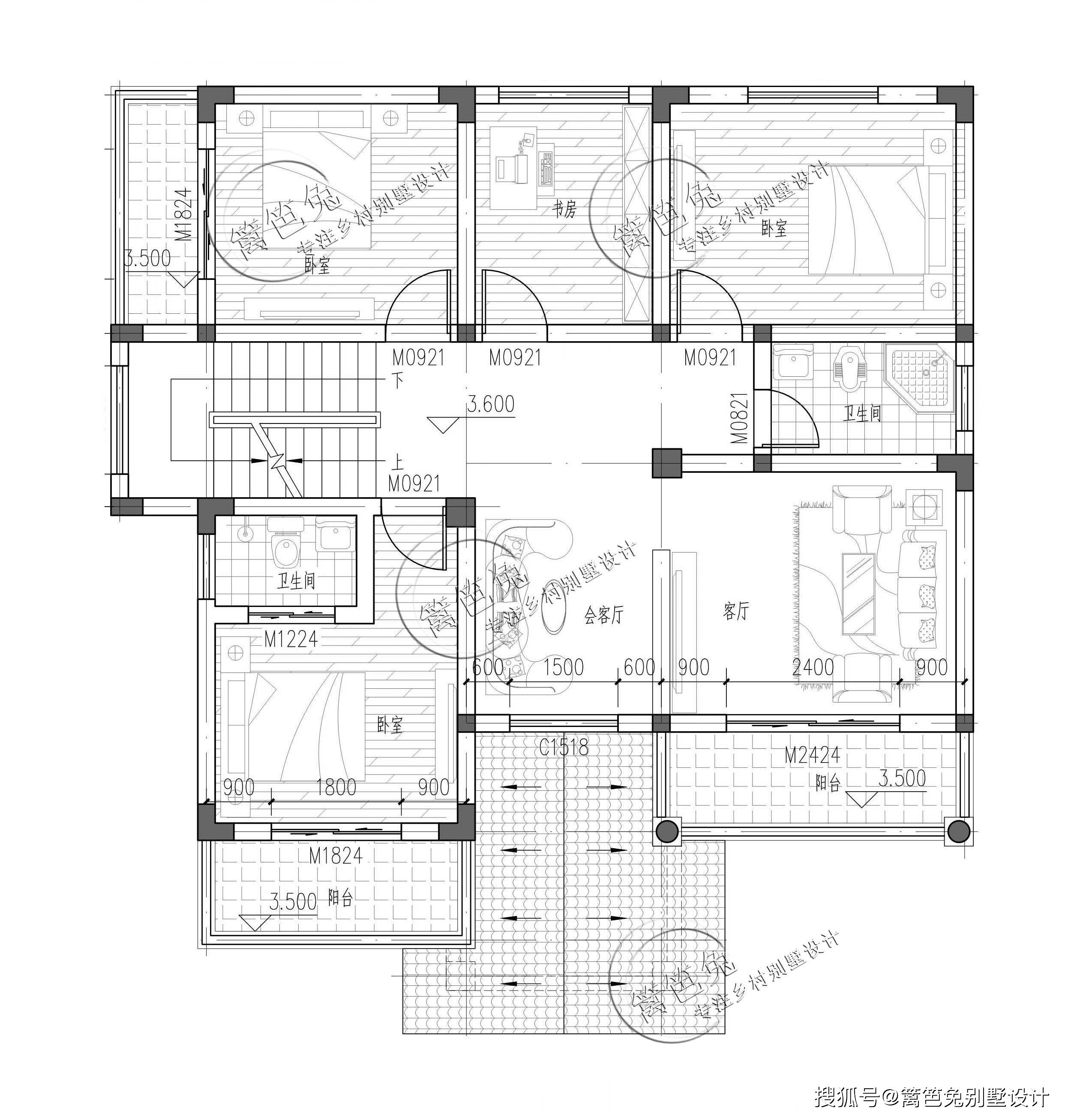 占地130平方户型图欧式风格自建房别墅外观效果图和施工图纸