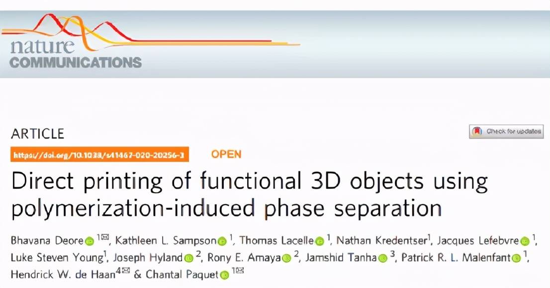 自然 通讯 用聚合诱导相分离直接打印功能性3d物体 材料
