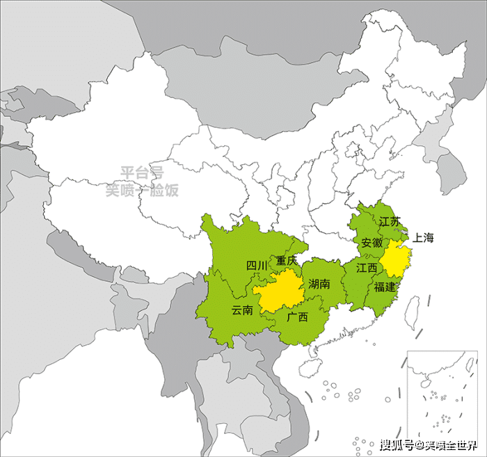 貴州——雲南,四川,重慶,湖南,廣西;浙江——江蘇,安徽,江西,福建