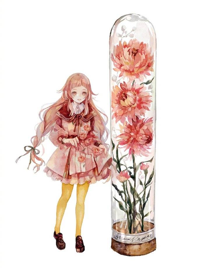 图片[1]-画师大佬笔下的花与少女太治愈了，看着好有春天的感觉-魔性次元
