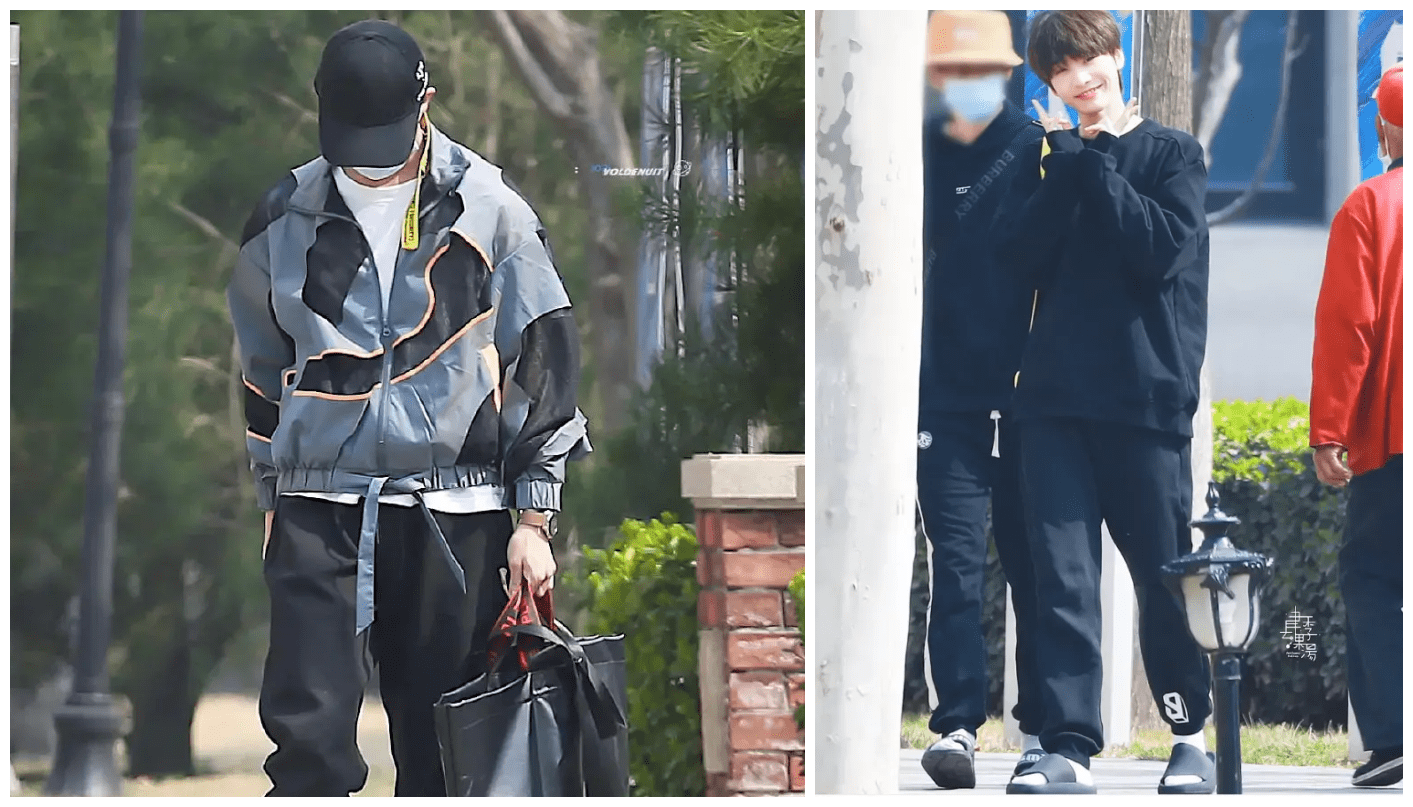 爱我中华王一博带头穿拖鞋上班明星机场扔鞋子换衣服太壮观