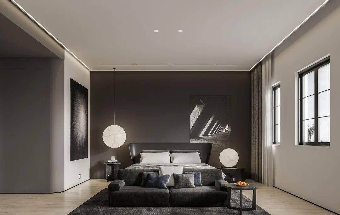 黑白灰现代风格设计的别墅无主灯客厅为您诠释高级的时尚感